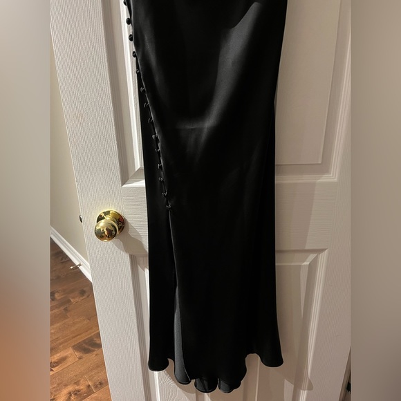 ZARA Black Slip Dress - cowl neck, leg slit, size small - Picture 7 of 7